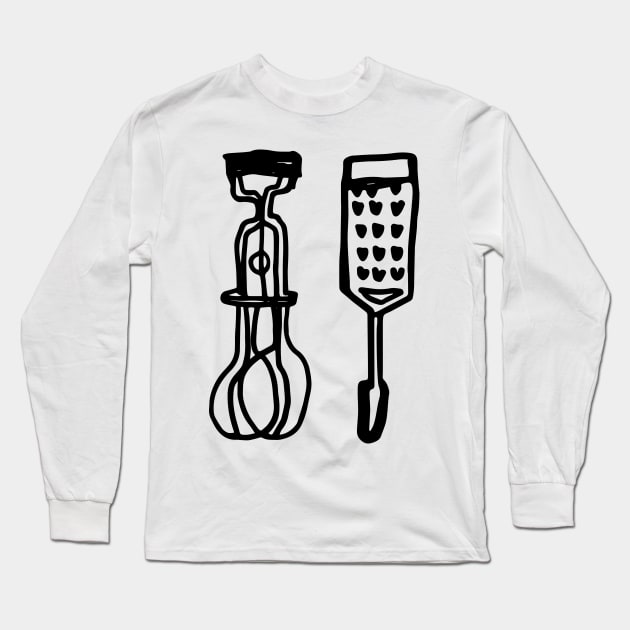 Retro Kitchen Utensils Long Sleeve T-Shirt by SWON Design